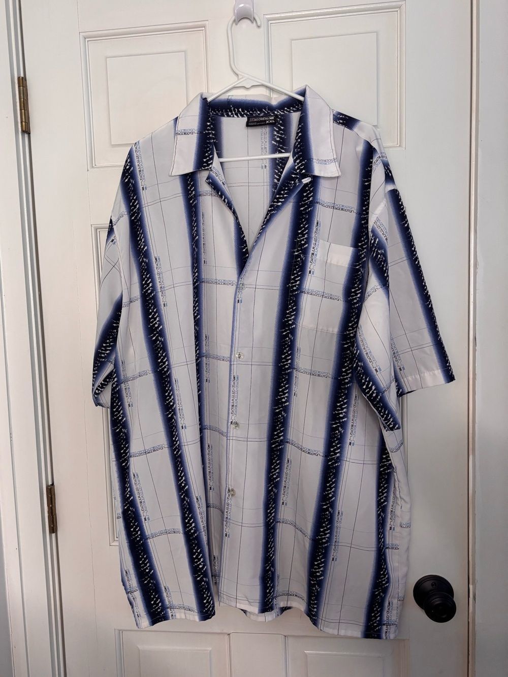 Vintage Y2K South Pole XXL Blue White Graphic Button-Up